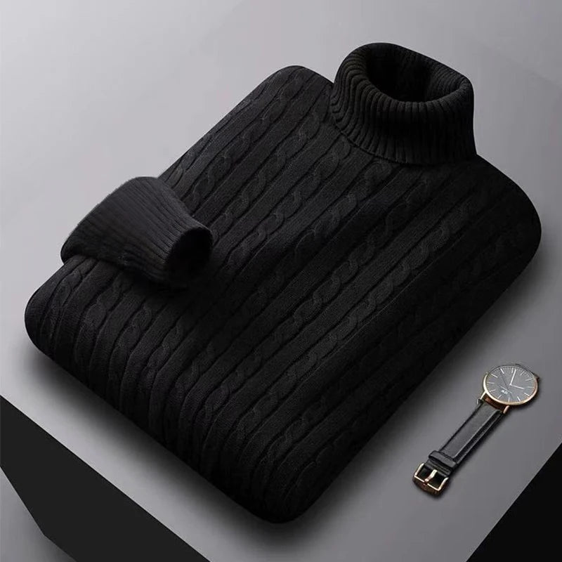 Herren Rollkragenpullover Hochwertig Gestrickt Einfarbig Warm Lässig Wolle Pullover Outdoor Winter Bequem Trendig – Premium Stehkragen Pullover Alle Jahreszeiten | Herrenmode Winter Premium