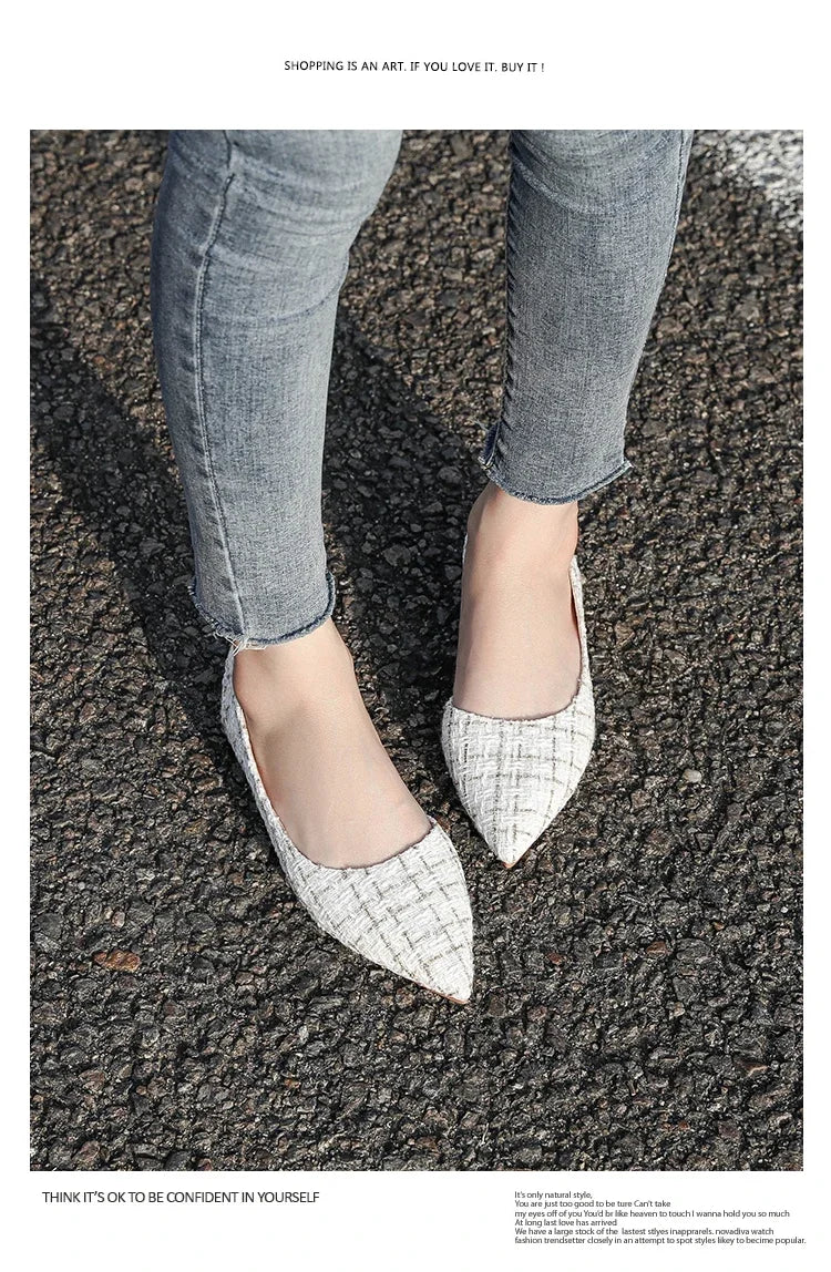 Ballerines Bout Pointu Flock Slip-on 2025 – Talon Plat Couleur Unie Tailles 31 à 46