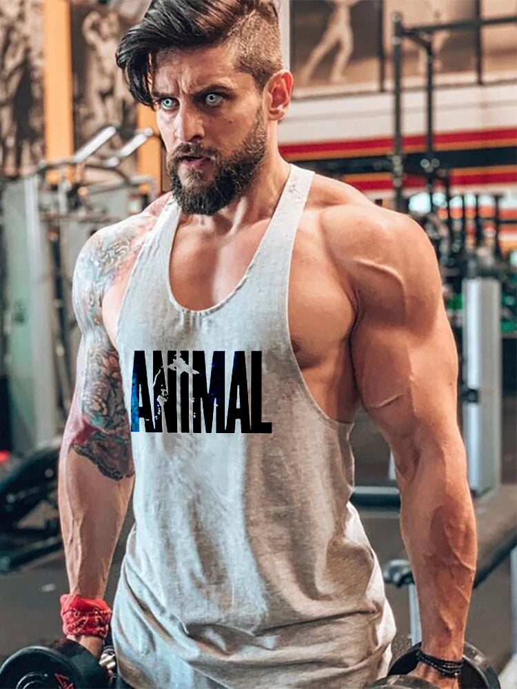 Herren Tanktop Gym Bodybuilding Fitness Print TIER Baumwolle Racerback Stringer Ärmellos Muskeltraining Bequem Leistungsstark Trend – Premium Gym Tanktop TIER Racerback Stringer Bodybuilding | Premium Herren Fitness Mode