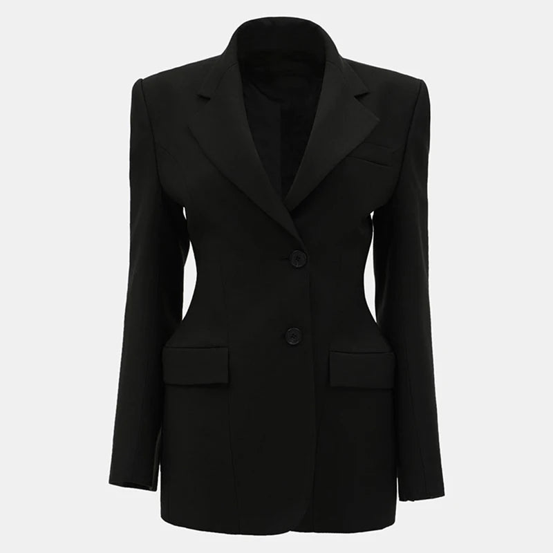 Ensemble Blazer Mini Jupe Femme Élégant – Col Revers Manches Longues Slim Uni | Tenue Bureau Chic 2025