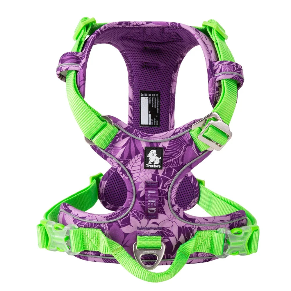 Harnais Chien TRUE LOVE Anti-Traction Nylon Réfléchissant Réglable – Confortable Enfilage Facile Toutes Tailles | Truelove TLH5654