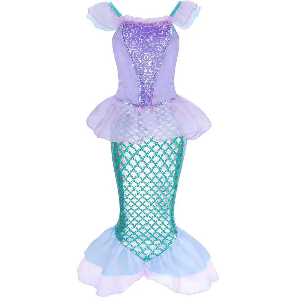 Déguisement Princesse Petite Sirène Fille – Robe de Bal Lumineuse Broderie Carnaval Ariel