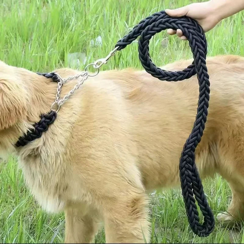 Laisse Chien Grande Race Nylon Tressé Robuste – Corde de Traction Épaisse Promenade Bouledogue Rottweiler | Accessoires Chien