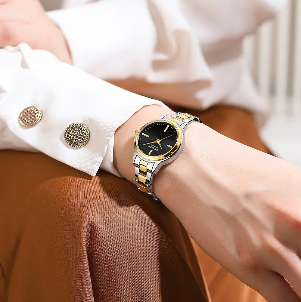 Montre Femme Luxe CURREN Dorée Quartz Acier Inoxydable – Étanche Élégante Minimaliste