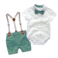 Ensemble Gentleman Garçon Bébé – Chemise Boutons Col Revers + Salopette Bretelles Été Casual Chic