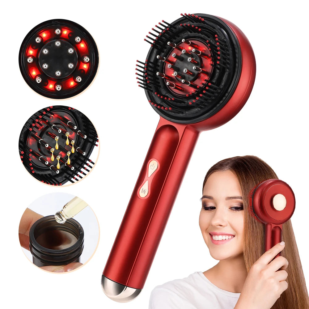 Peigne Masseur Cuir Chevelu Électrique - Luminothérapie Rouge & Bleue, Micro-Courant & Anti-Chute