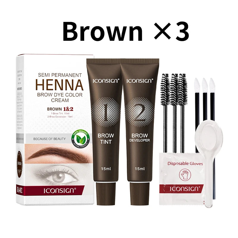 Teinture Sourcils & Cils Henné Semi-Permanente – 15 Min Action Rapide | Crème Tattoo Brow Professionnel