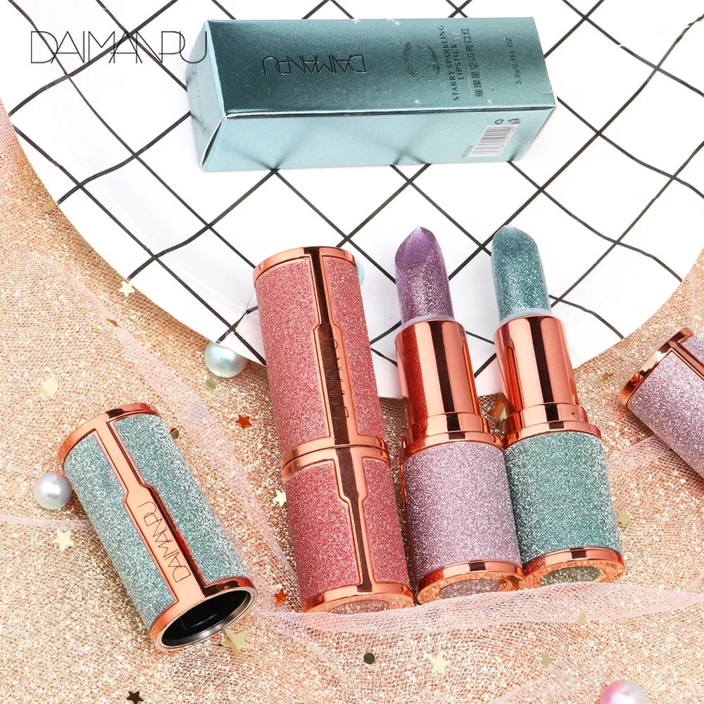 Rouge à Lèvres Glitter Thermochromique – Lip Tint Changeant Couleur Waterproof | Lèvres Rouge Rose Sexy Longue Tenue