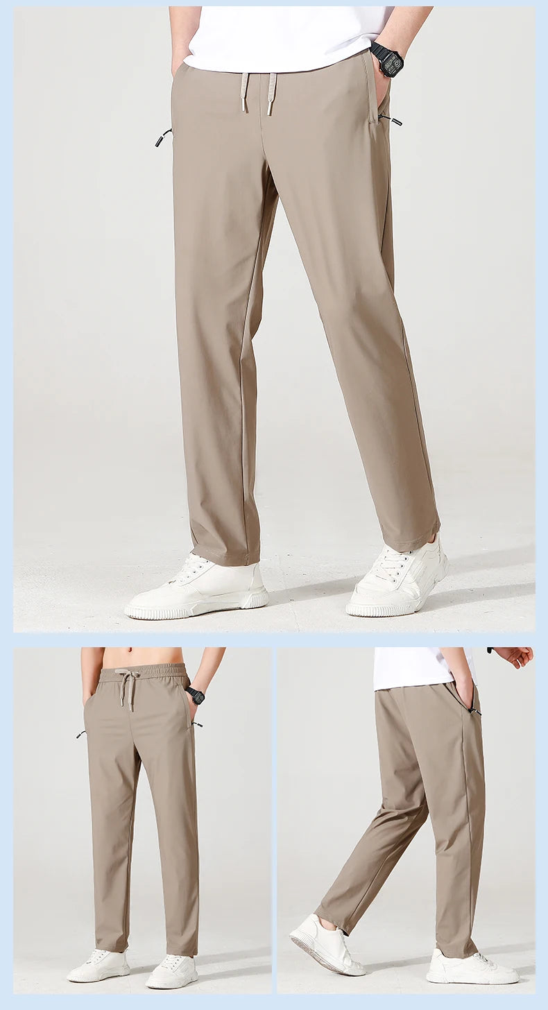 Herren Hose Eisseide Leicht Sommer – Stretch Atmungsaktiv Gerader Schnitt Loose Business Casual & Outdoor | Premium Herrenmode