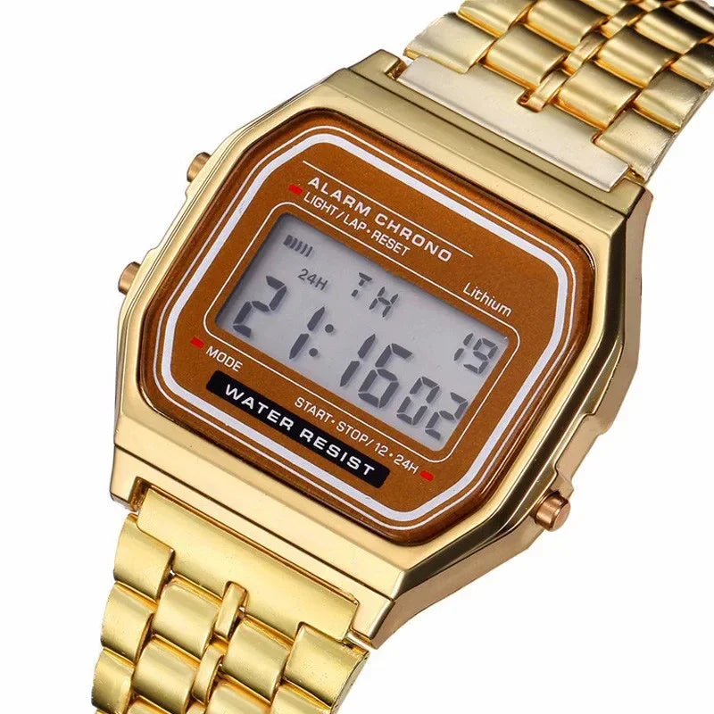 Montre Unisexe Digital LED Or Sport 2025 – Bracelet Électronique Étanche Homme Femme