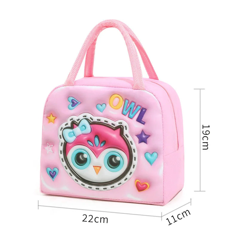 Sac Repas Isotherme Enfant 3D Animaux Cartoon – Boîte Bento Isotherme Grande Capacité