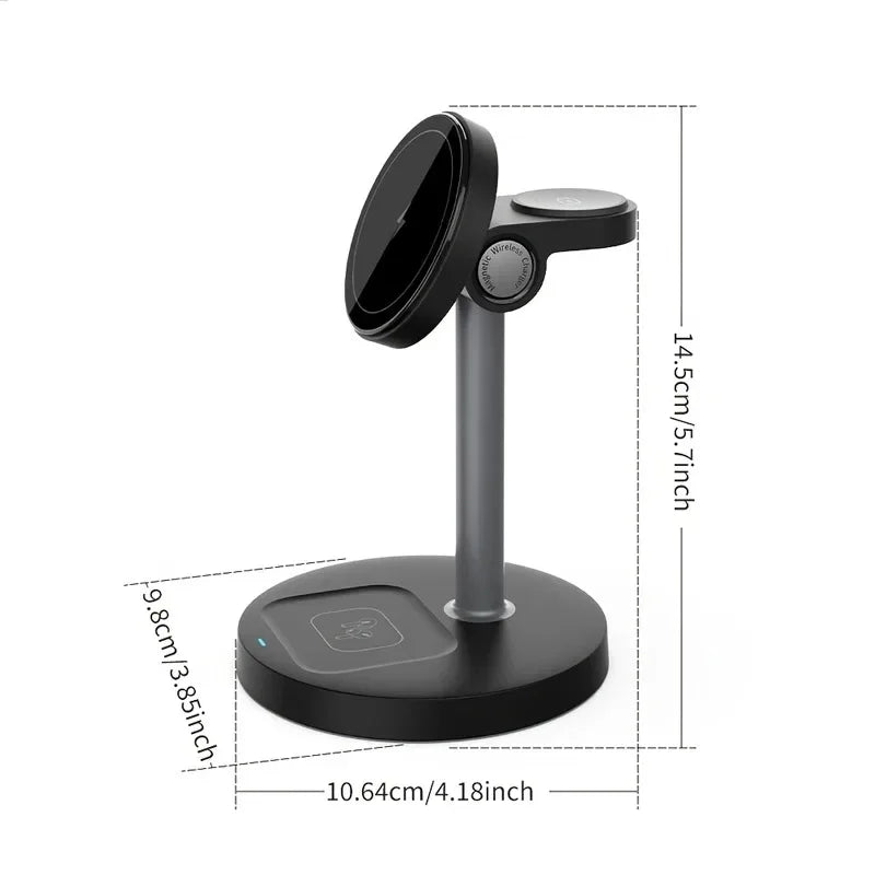 Chargeur 3-en-1 Magnétique Ajustable – iPhone 16-13 iWatch 10-8 AirPods Pro Charge Rapide