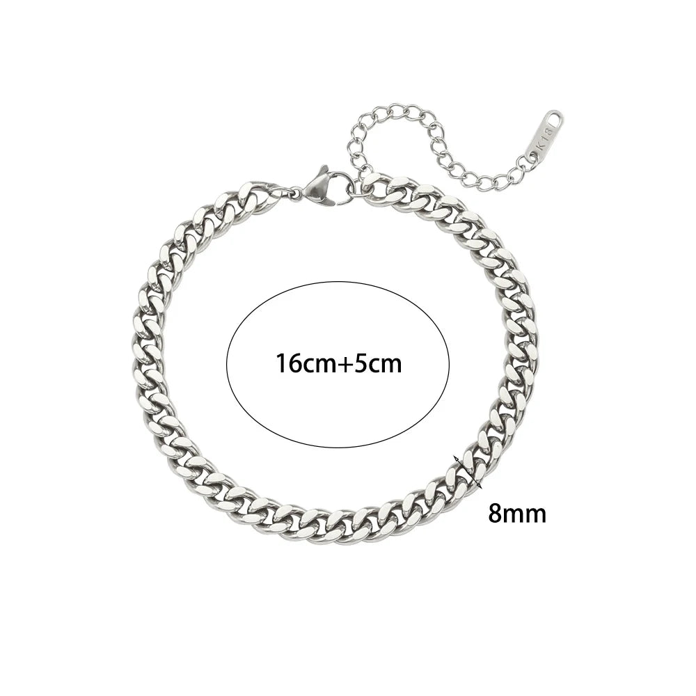 Bracelet Cuban Chain Plaqué Or 18k Acier Inoxydable 316L E.B.belle – Style Minimaliste Streetwear Unisexe | Bijou Homme & Femme Tendance & Anti-Ternissement