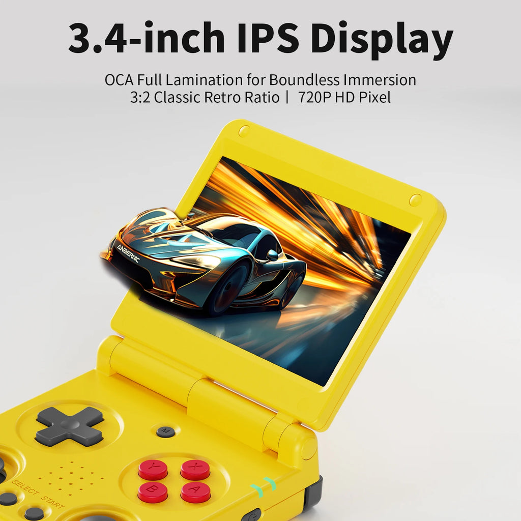 Anbernic RG34XXSP Console de Jeu Portable Flip Rétro – Écran IPS 3.4'' Linux 64-bit | PSP & Jeux Rétro | Cadeau Gaming