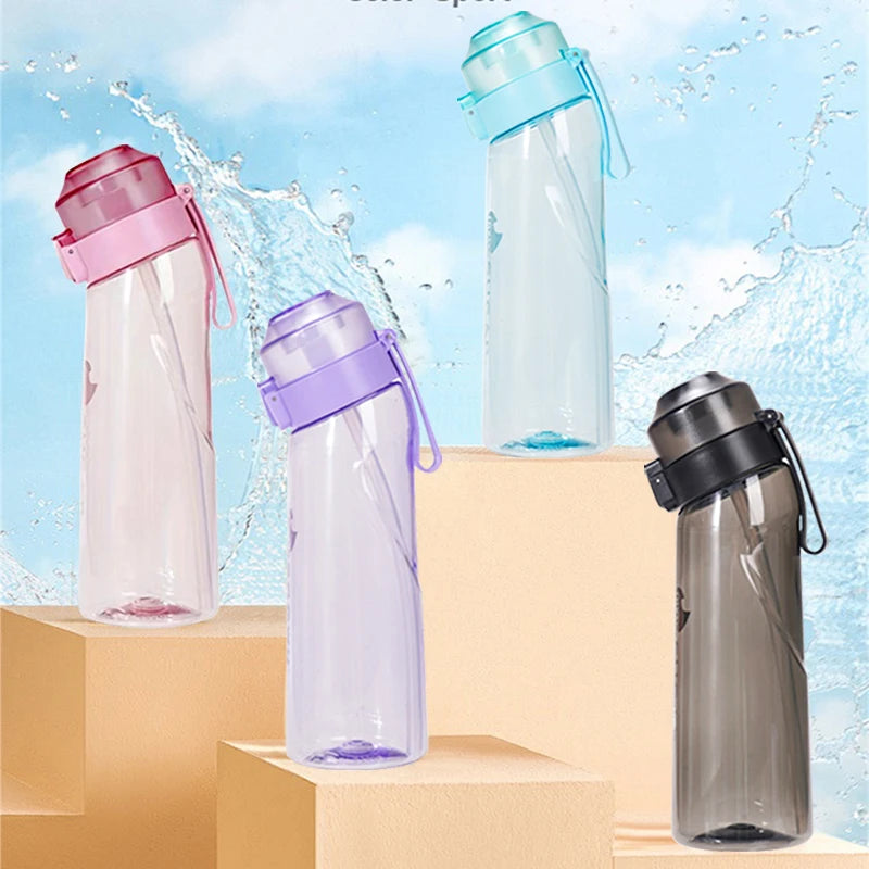 Gourde Aromatisée LUSQI Air + 7 Anneaux Saveurs Inclus – Tritan Sans BPA | Paille Sport & Fitness | Hydratation Savoureuse Outdoor