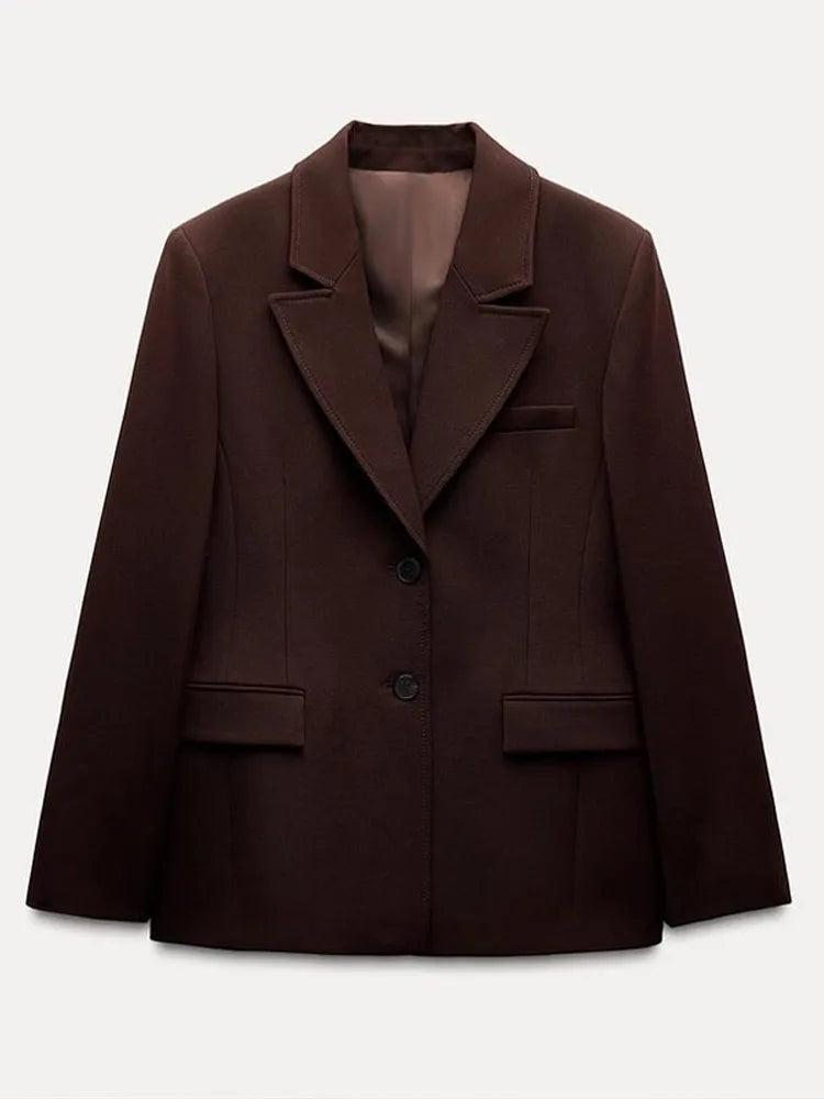 Ensemble Blazer Mini Jupe Femme Élégant – Col Revers Manches Longues Slim Uni | Tenue Bureau Chic 2025