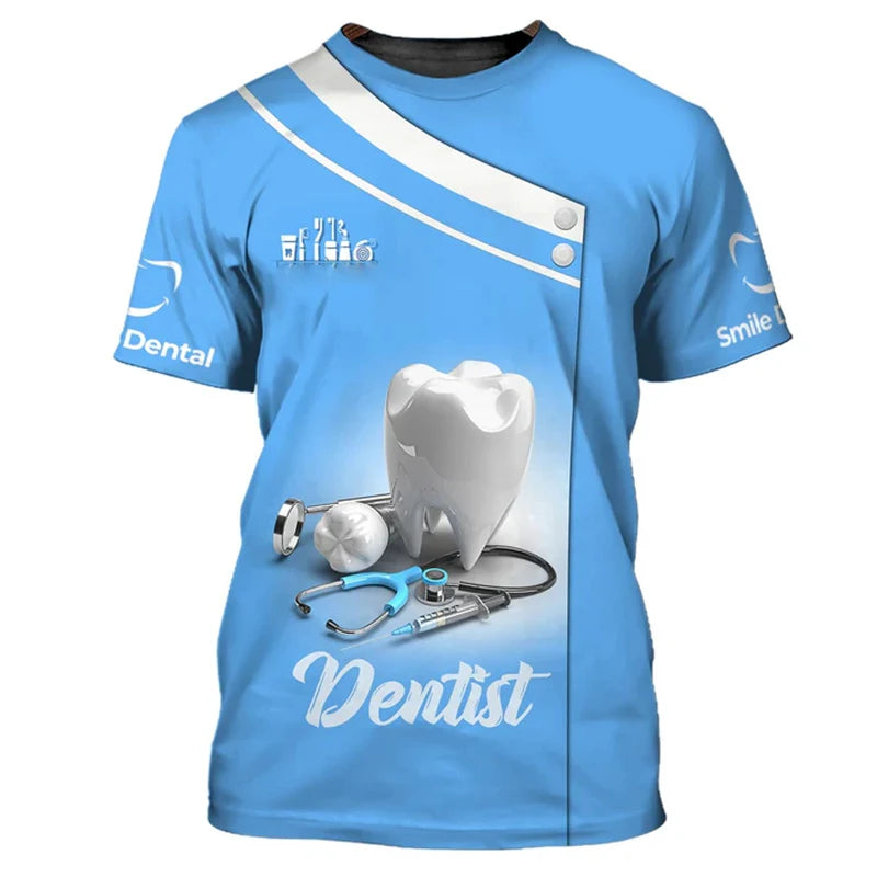T-Shirt Dentiste Funny Cosplay Unisexe – Design Dent Mignon Col Rond Oversize Respirant Homme & Femme | Humour & Cadeau