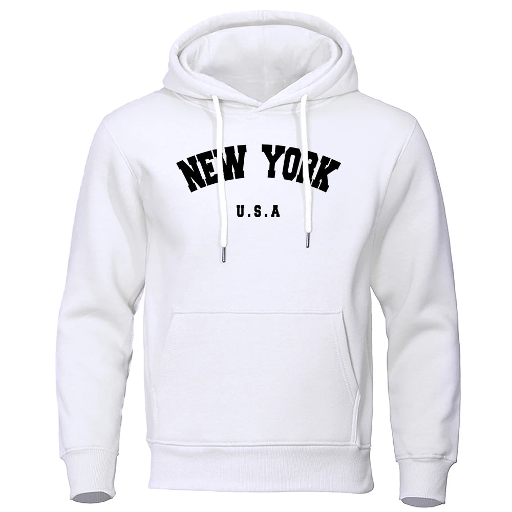 Sweat à Capuche Homme New York Imprimé USA City Manches Longues Oversize Loose Casual Streetwear Pullover Hoodie Tendance Confortable – Hoodie Americana Premium New York | Mode Homme Streetwear Premium
