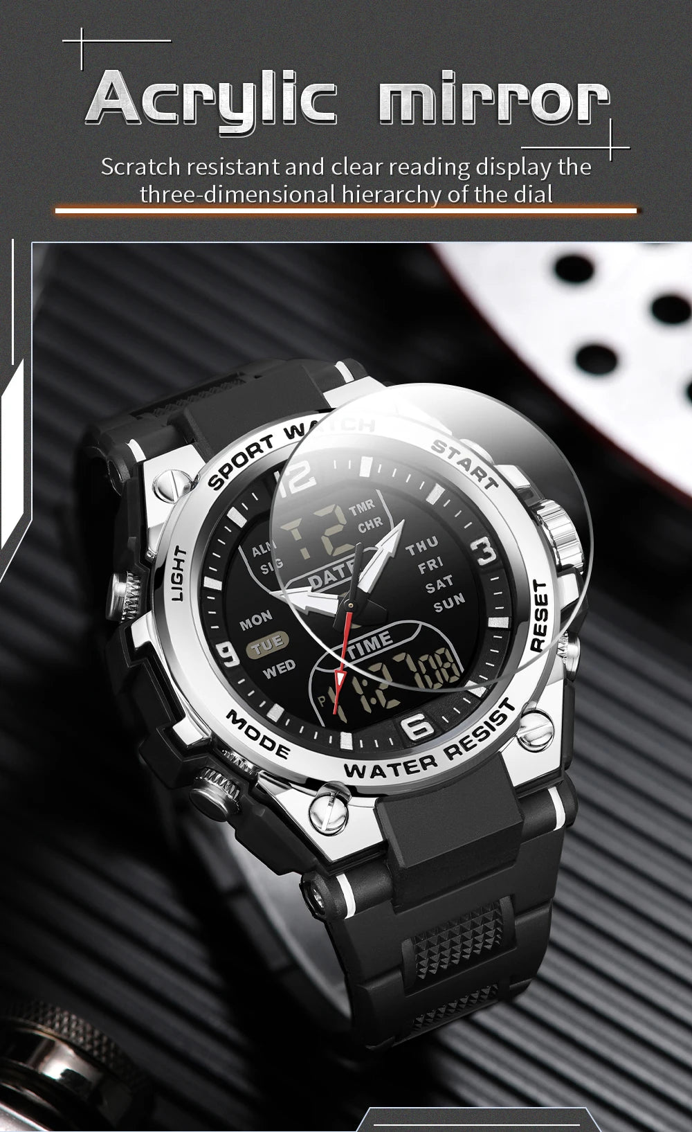 Montre Homme SANDA Militaire Tactique G-Style – LED Digital Quartz Étanche 50M Sport Luxe