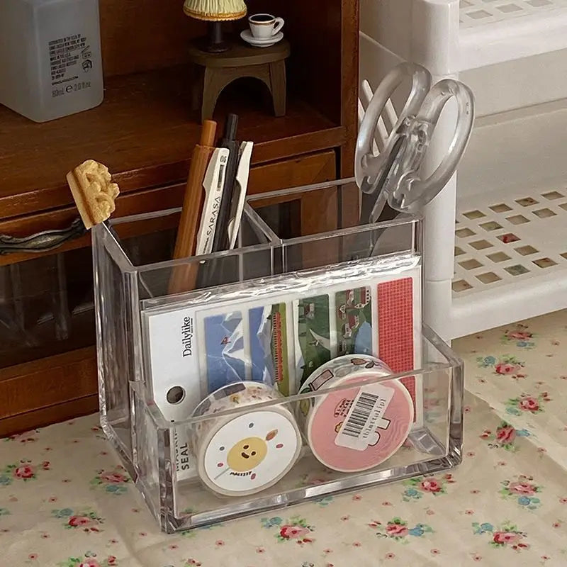 Boîte Acrylique Organisateur Maquillage 3-5 Grilles – Pot Pinceaux & Bijoux | Bureau & Coiffeuse