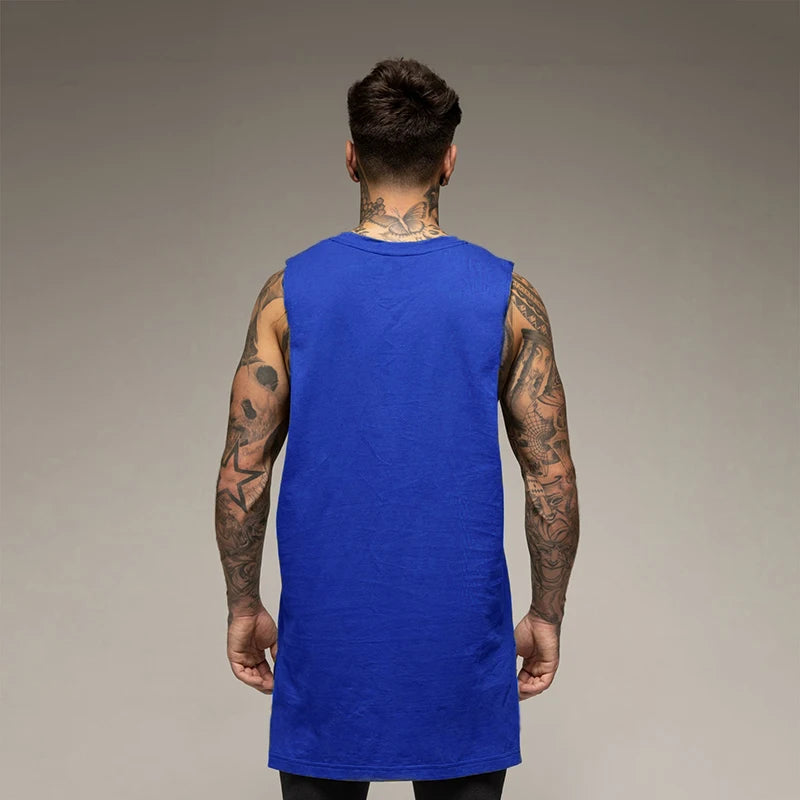 Débardeur Long Homme Coton – Style Hip Hop & Gym | Sans Manches Casual & Fitness | Streetwear Été Tendance