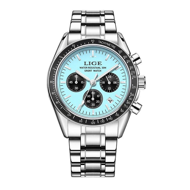 Montre Homme LIGE Luxe Fashion Quartz – Acier Inoxydable Lumineux Étanche Tendance