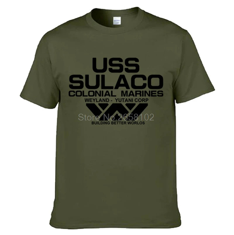 T-Shirt Homme Alien USCSS Nostromo USS Sulaco Marines Coloniaux Manches Courtes Coton Col Rond – Fan Art Sci-Fi Culte | Mode Homme Streetwear