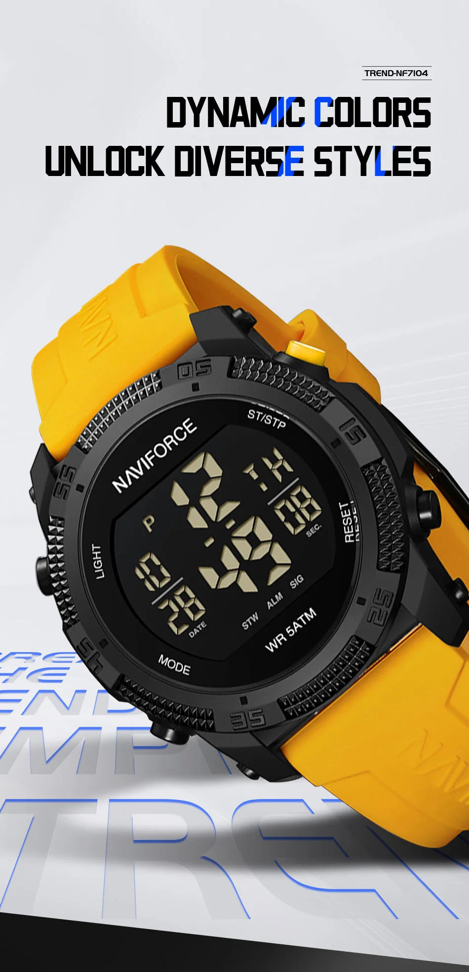 Montre Homme NAVIFORCE Sport Électronique Silicone 5ATM – Étanche Tendance Fashion