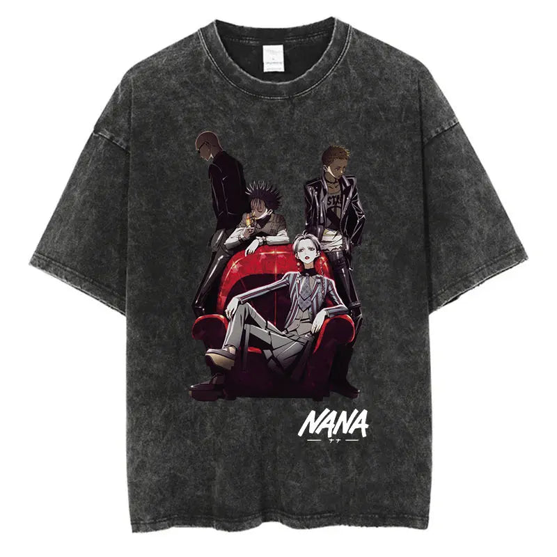 T-Shirt Anime Nana Osaki Imprimé Vintage Washed Harajuku Streetwear Graphique Été Manches Courtes Coton Unisexe – Tee Manga Japonais Tendance | Mode Streetwear Anime Premium