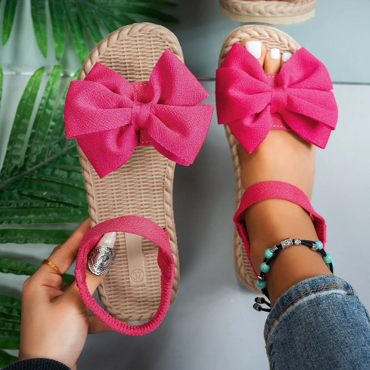 Mules Bow Tie Légères Femme Plage 2024 – Sandales Flat Casual Slides Home Outdoor