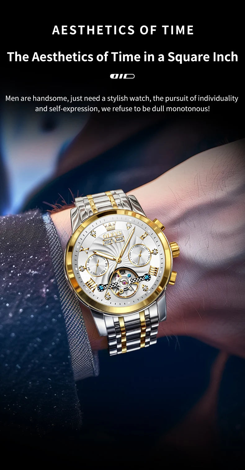 Montre Mécanique Automatique Luxe Homme OLEVS 7088 – Grand Cadran Lumineux Étanche Cadeau