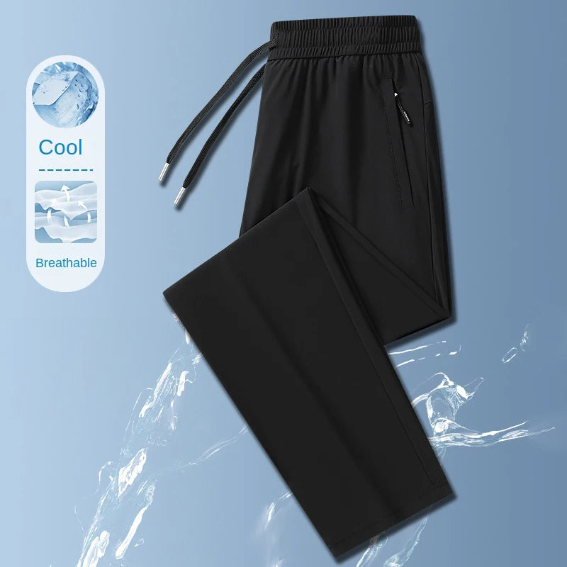 Pantalon Homme Soie de Glace Léger Été – Stretch Respirant Coupe Droite Loose Business Casual & Outdoor | Mode Homme Premium