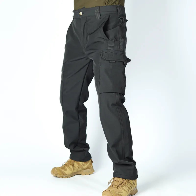 Herren Taktische Fleece Softshell Cargohose Multipocket Outdoor Wandern Sport Militär Warm Herbst Winter Arbeit – Premium Tactical Hose Allrounder | Outdoor Mode Premium Herren
