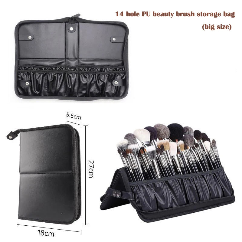 Pochette Pinceaux Maquillage 14/23/29 Trous – Organisateur Oxford Noir Waterproof | Trousse Pinceaux Portable Professionnel