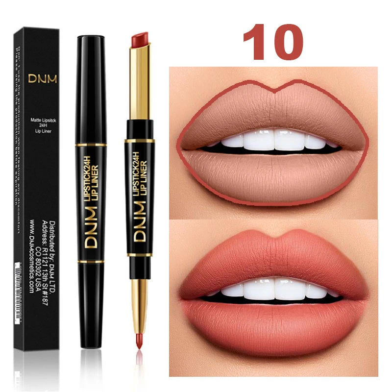 Crayon Lèvres 2-en-1 Mat – Rouge à Lèvres & Contour | Waterproof Longue Tenue