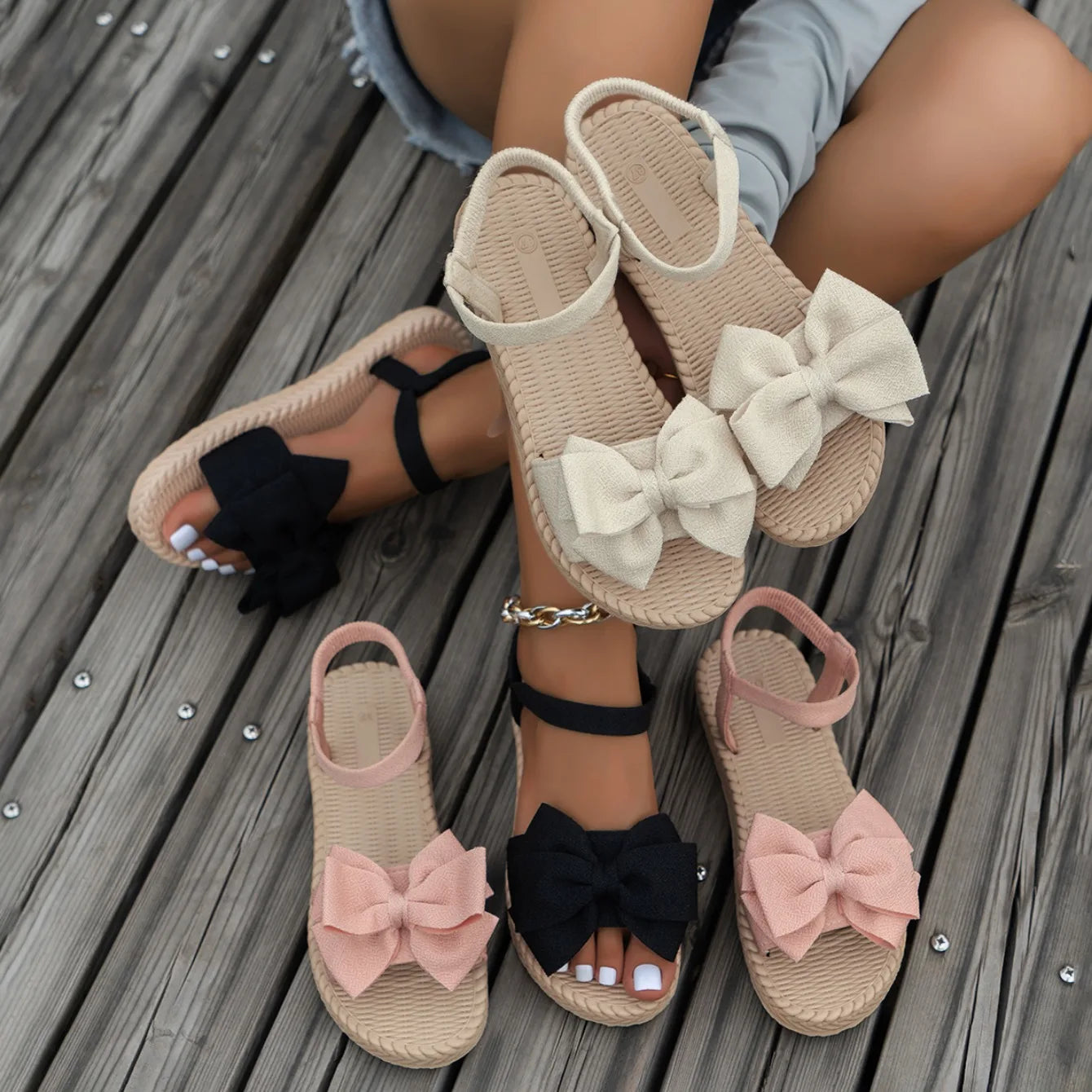 Mules Bow Tie Légères Femme Plage 2024 – Sandales Flat Casual Slides Home Outdoor
