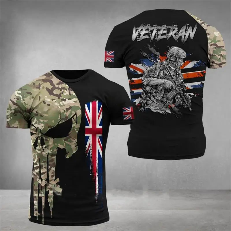 T-Shirt Homme Drapeau Britannique Graphic 3D Imprimé Camouflage Terrain Gym Haute Qualité Manches Courtes Été Casual Patriotique Tendance Confortable – T-Shirt Graphic 3D Premium Drapeau Britannique Camouflage | Mode Homme Graphic Premium