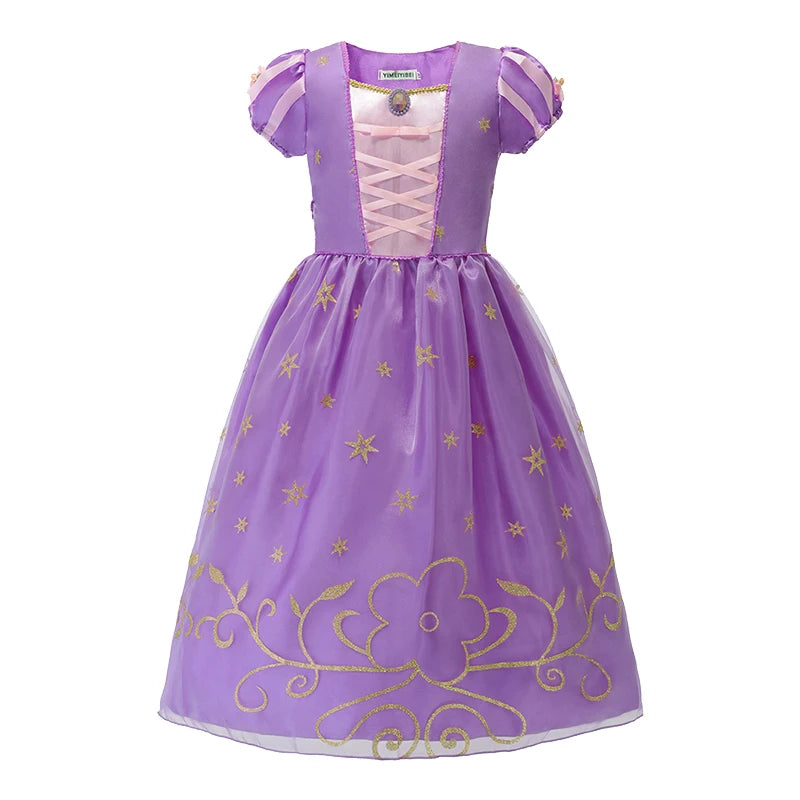 Robe Princesse Fille Déguisement Elsa Anna Ariel – Costume Carnaval Halloween Fête Cosplay Enfant