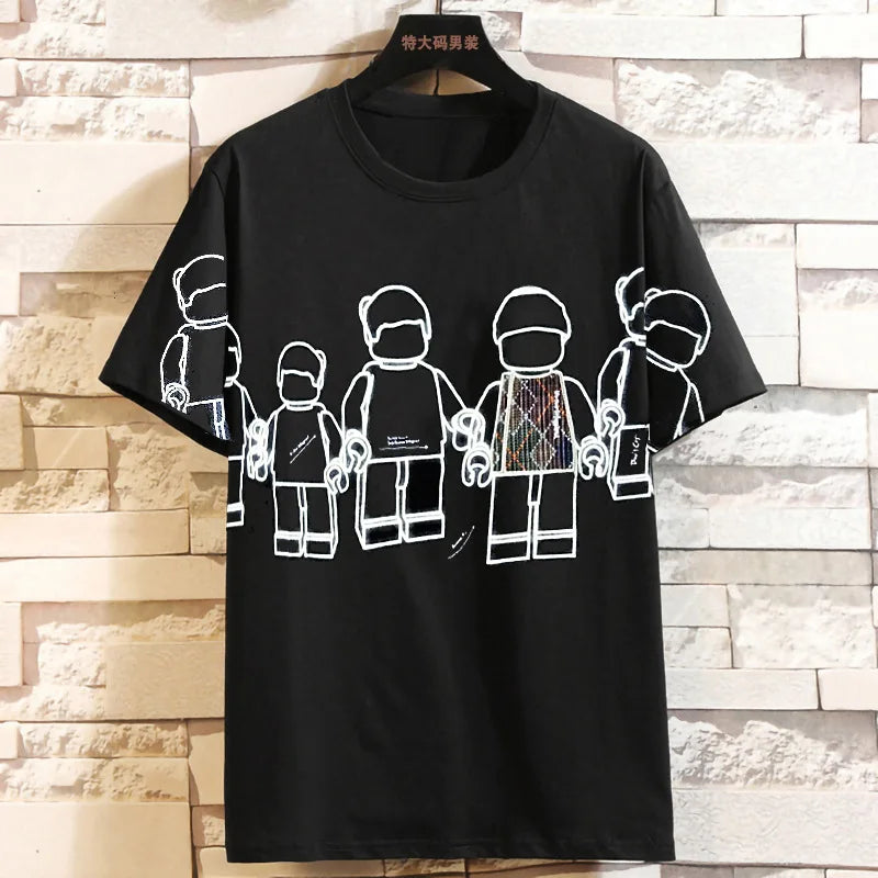 T-shirt Grande Taille 15XL Cartoon Homme – Col Rond Graphic Casual Été jusqu'à 200kg