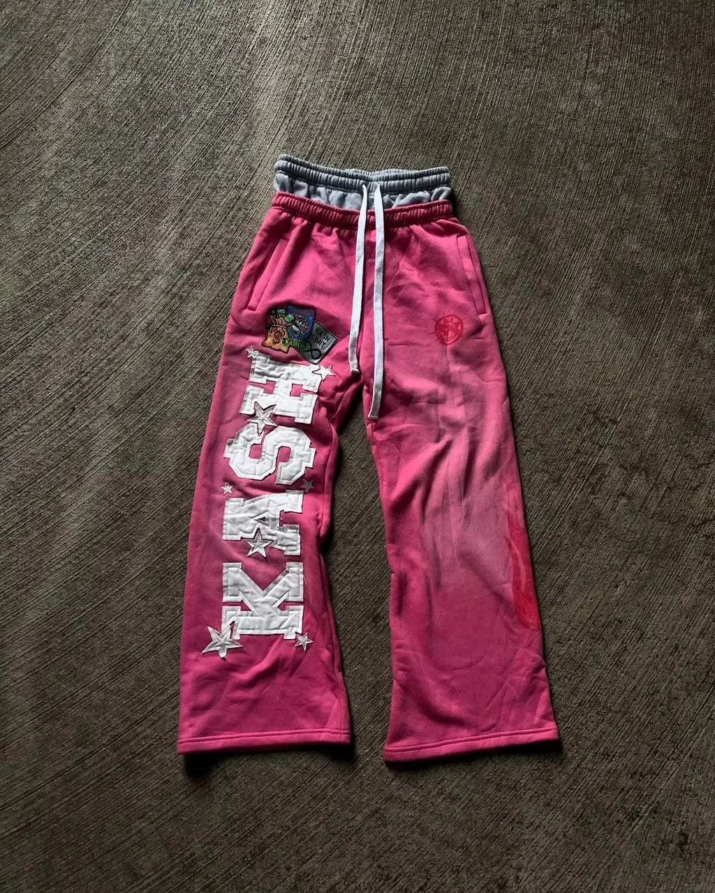 Jogginghose Herren Y2K Baggy Patches Buchstaben Retro Double Layer Hip-Hop Gothic Elastischer Bund Casual | Sweatpants Y2K Gothic Premium