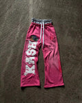 Jogginghose Herren Y2K Baggy Patches Buchstaben Retro Double Layer Hip-Hop Gothic Elastischer Bund Casual | Sweatpants Y2K Gothic Premium