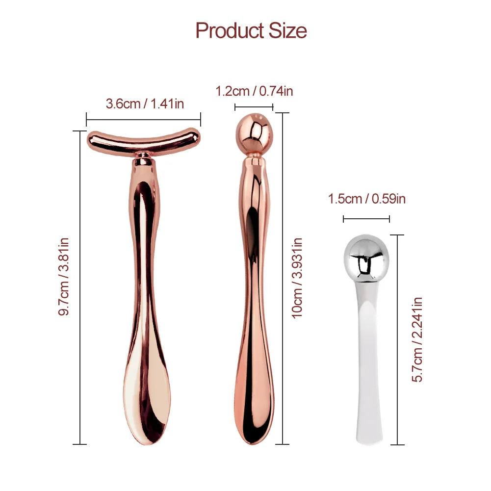 Stick Masseur Visage & Yeux 2-en-1 – Applicateur Crème Anti-Rides & Cernes | Lifting Facial | Spatule & Mini Cuillère Skincare