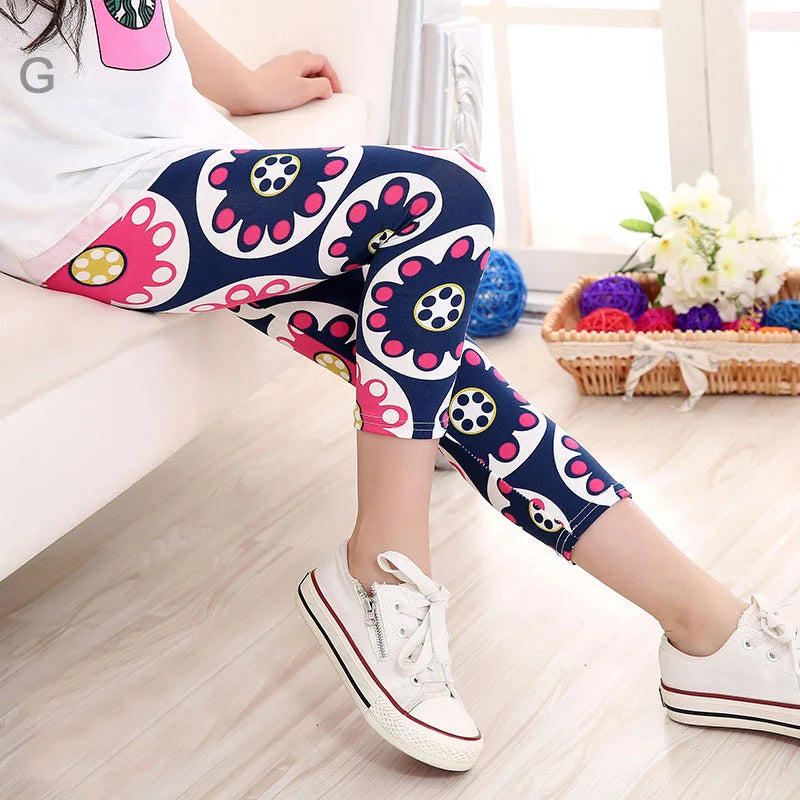 Legging Corsaire Fille Imprimé Fleurs – Pantalon Skinny Stretch Enfant Toutes Tenues 3-10 Ans