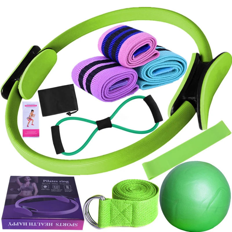 Kit Yoga & Pilates 11 Pièces – Bandes Élastiques Latex, Anneau Fessier & Ballon Stretching | Gym, Fitness & Récupération