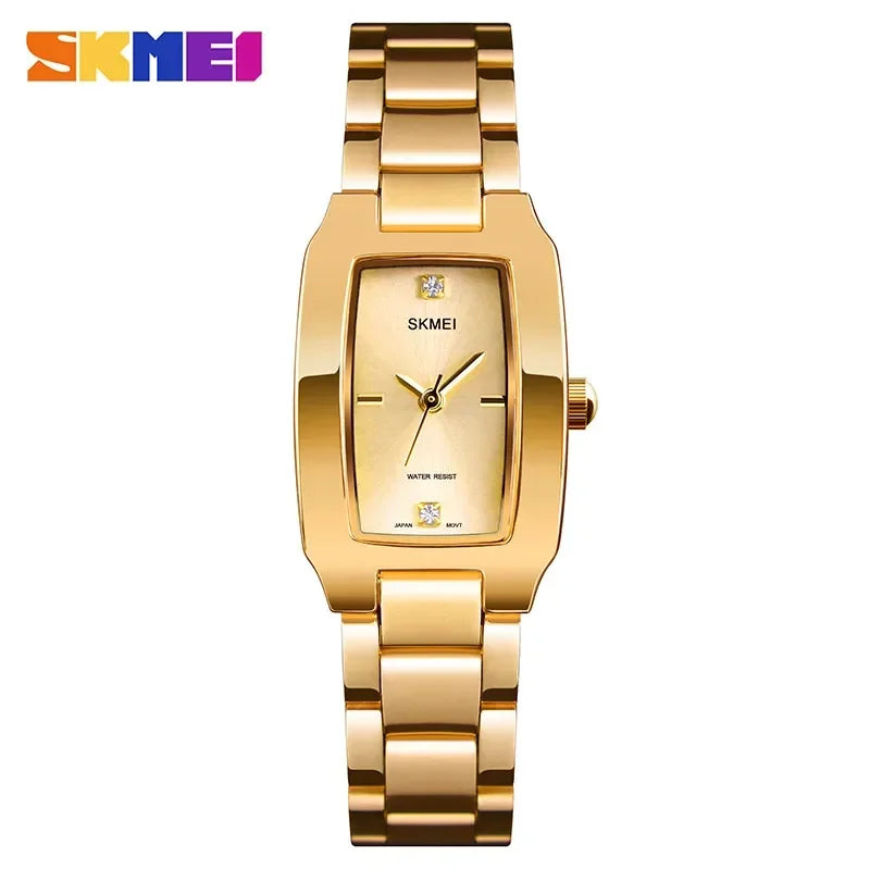 Montre Femme Luxe SKMEI Strass Argenté Quartz Étanche – Fine & Élégante Fashion Casual