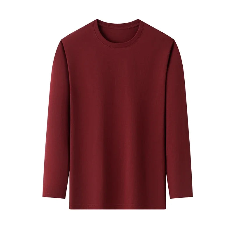 T-Shirt Homme Couleur Unie Col Rond Manches Longues Coton – Respirant Confortable Casual Été Multicolore | Mode Homme Essentiel