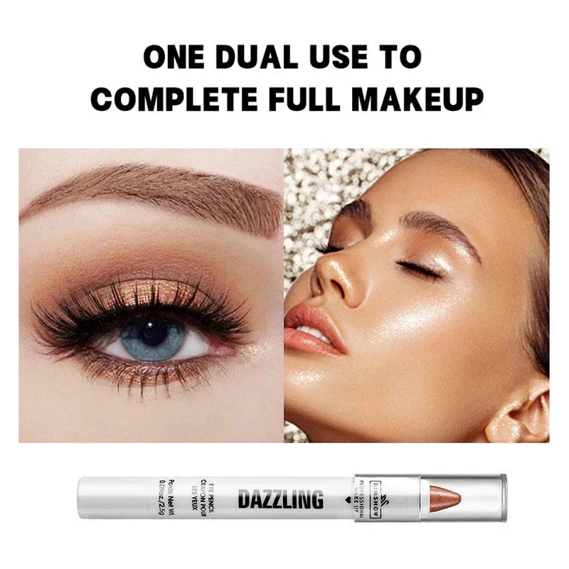 Crayon Fard à Paupières Highlighter Waterproof – Glitter Matte Nude Ver à Soie | Eyeliner Blanc Pigmenté