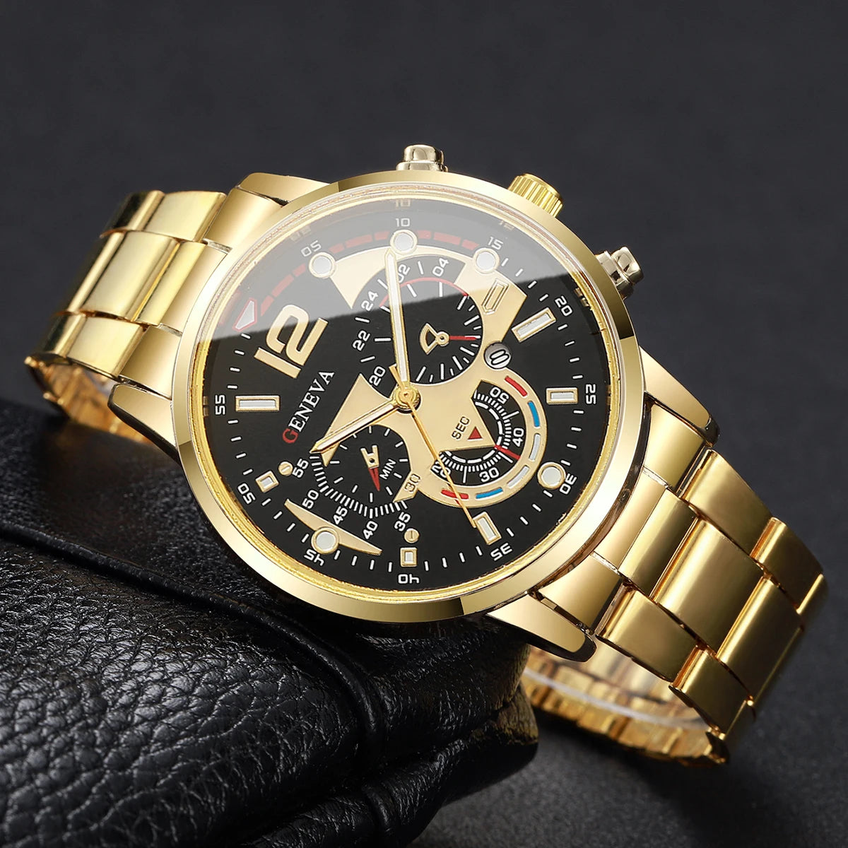 4PCS/Set Fashion Men Business Watches Casual Quartz Watch With Calendar Jewelry Set for Mens Clock Reloj Hombre（Without Box）