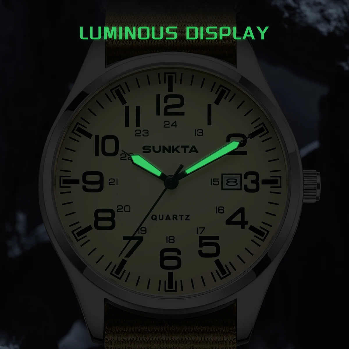 Montre Homme SUNKTA Militaire Sport Luxe Quartz Date Nylon Cuir Lumineux Étanche – Fashion Tendance