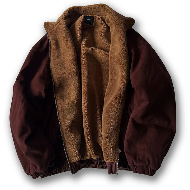Veste Polaire Vintage Japonaise Homme Hiver Épaisse Loose – Style Coréen Streetwear Couple Tendance Chaud | Mode Homme & Femme